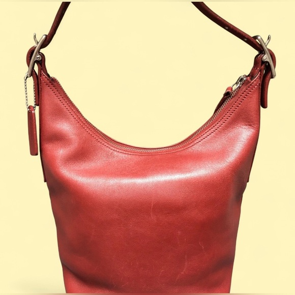 Coach Vintage Red Leather Duffle Sac Bucket Bag - Picture 2 of 13